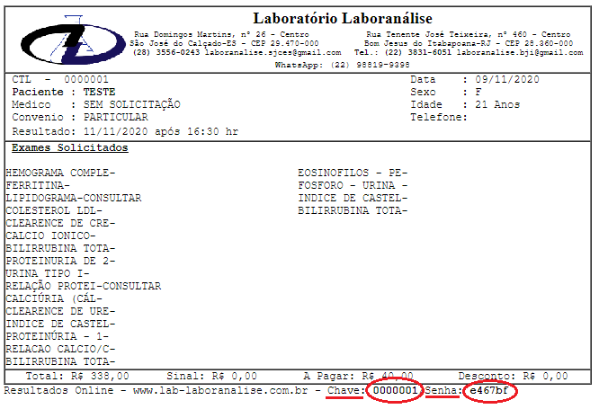 Resultado de Exames